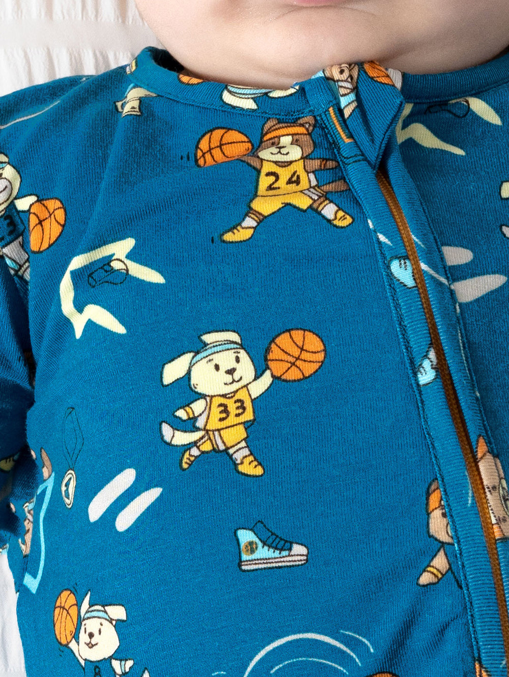 Basketball Pups Bamboo Convertible Footie