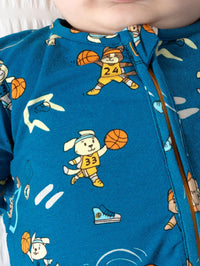 Basketball Pups Bamboo Convertible Footie