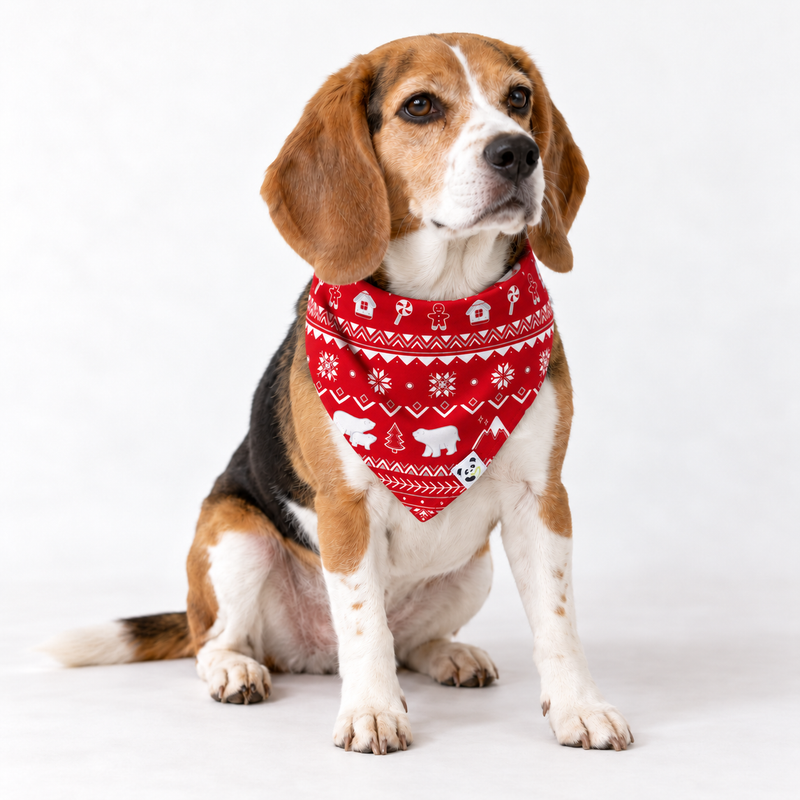 Polar Isle Red Bamboo Matching Pet Bandana