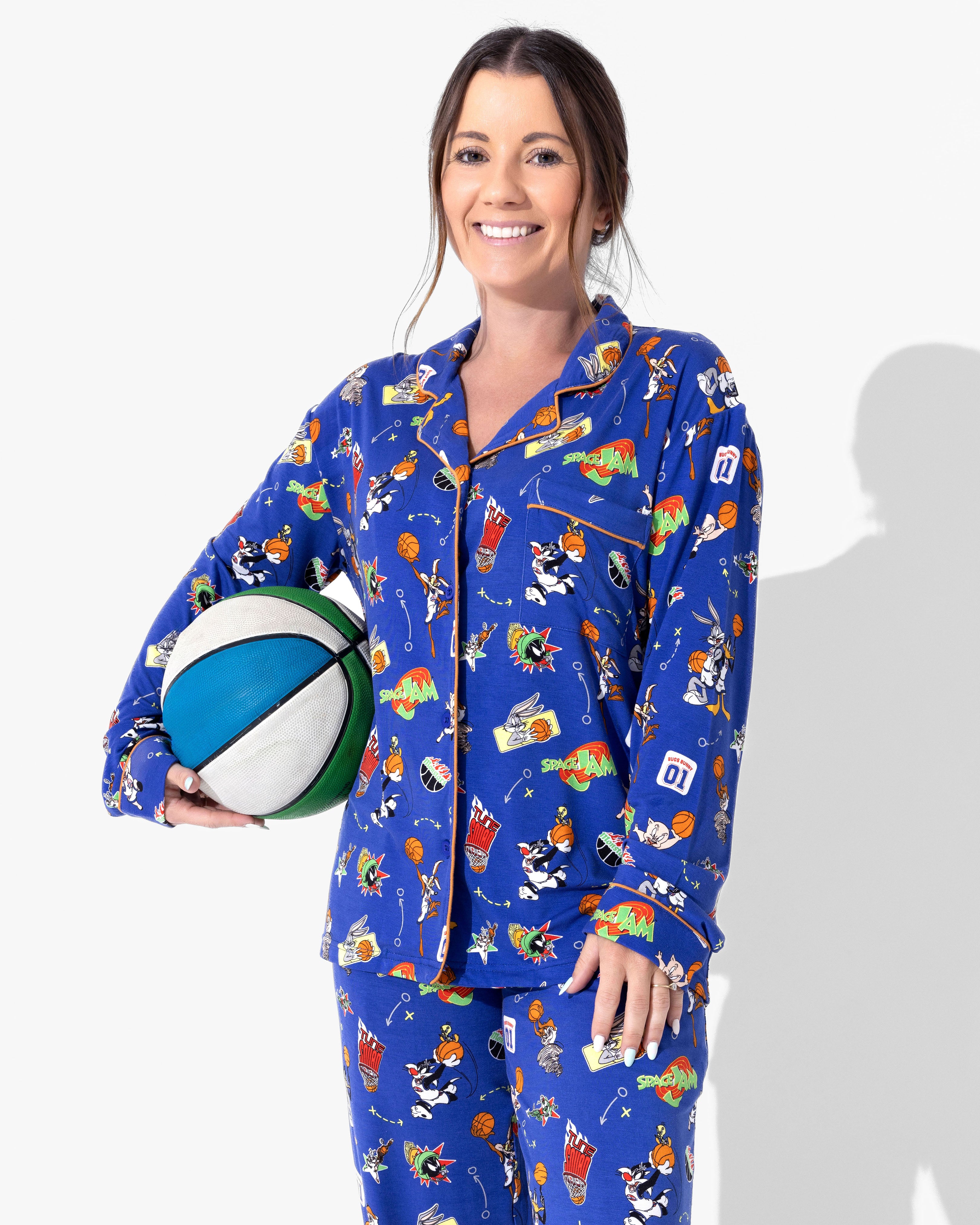 Space Jam Bamboo Women's Pajama Set | Soft Button Down Bamboo