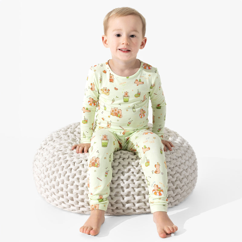 Capybara Boba Bamboo Kids Pajamas
