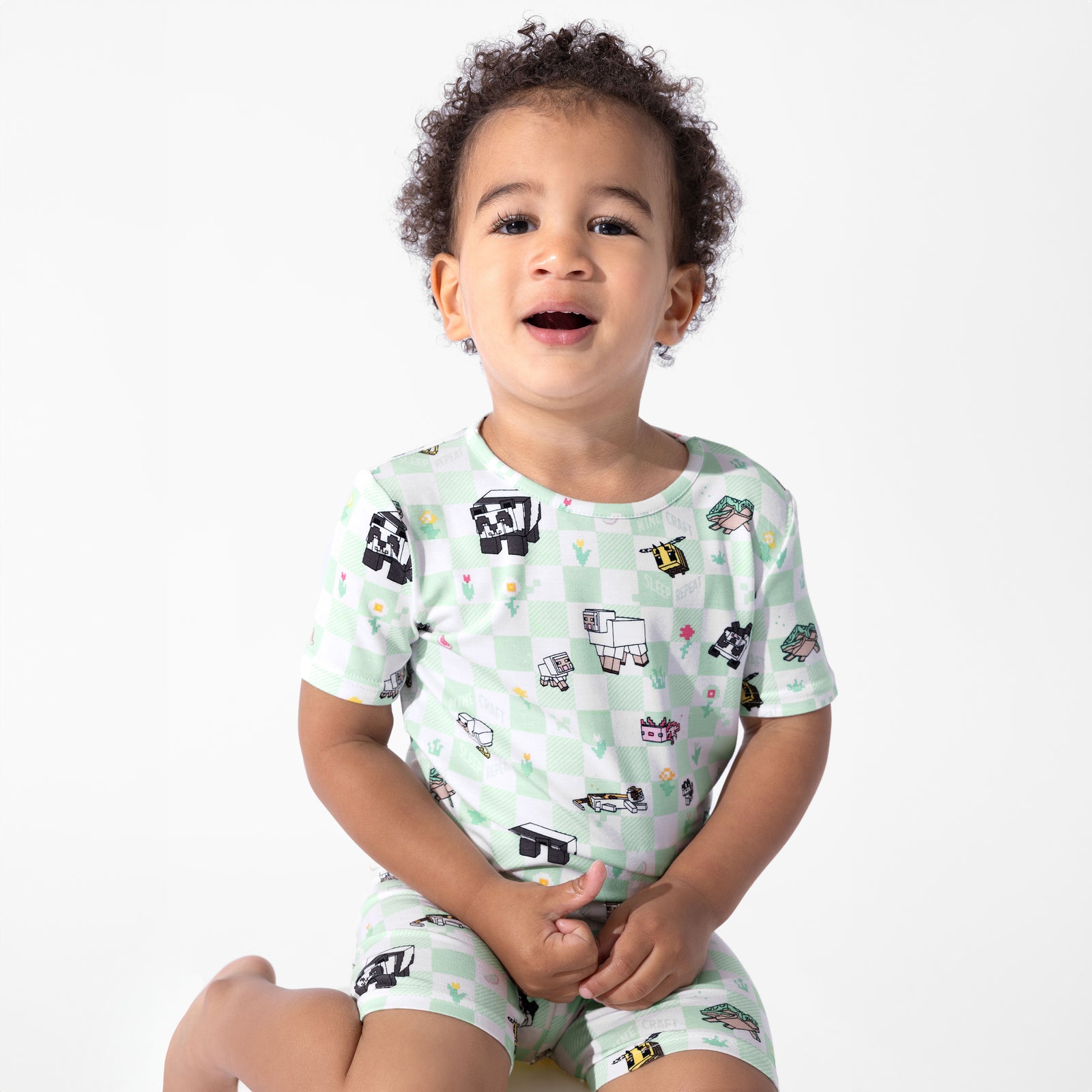 Minecraft Sleep Repeat Bamboo Kids Pajama Short Set