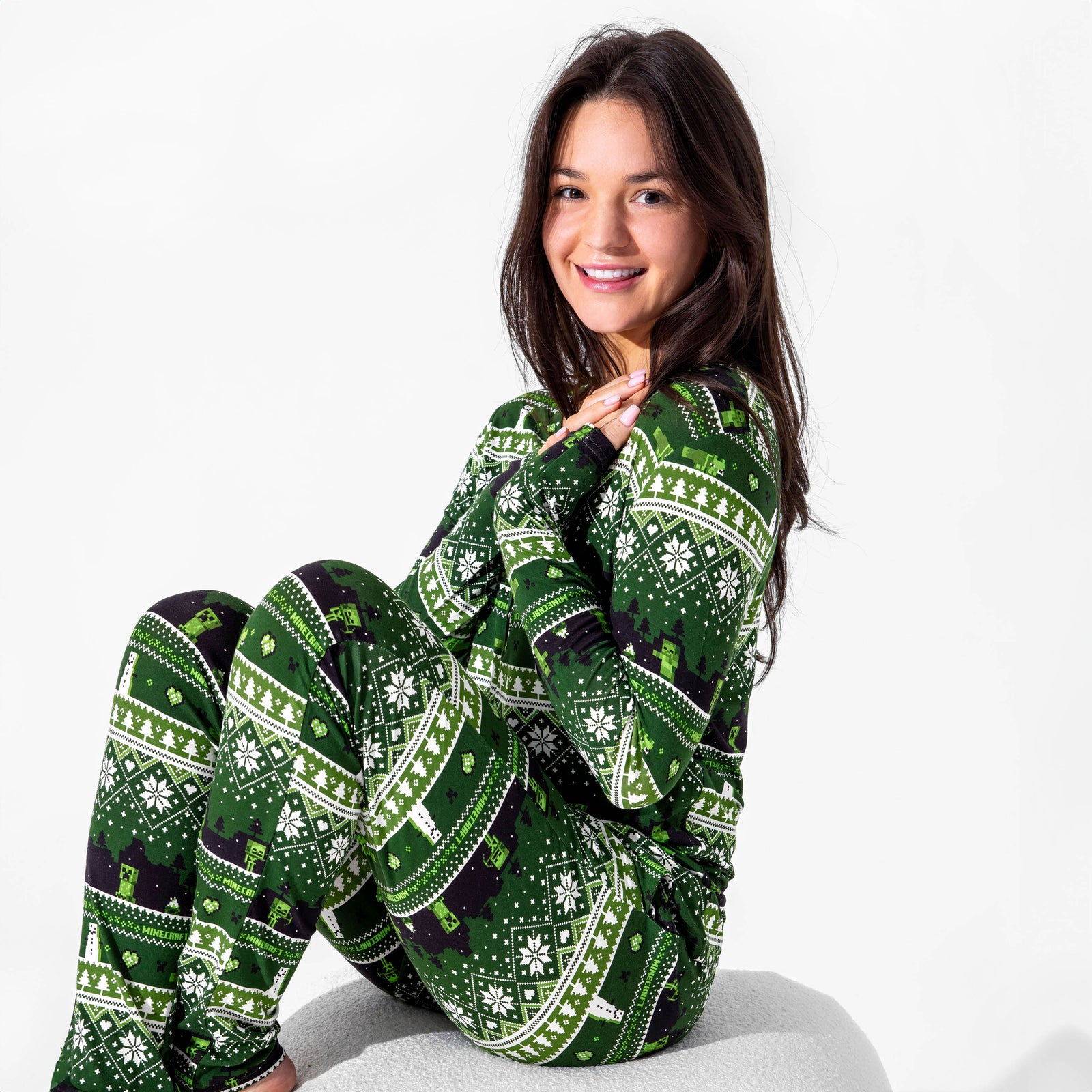 Minecraft Creeper Holiday Bamboo Women's Pajama Set