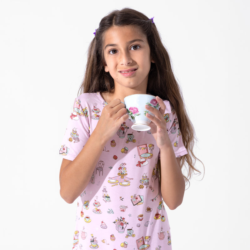 Tea Party Bamboo Girls' Short Sleeve Dress