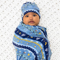 Hanukkah Fair Isle Bamboo Swaddle & Beanie Set
