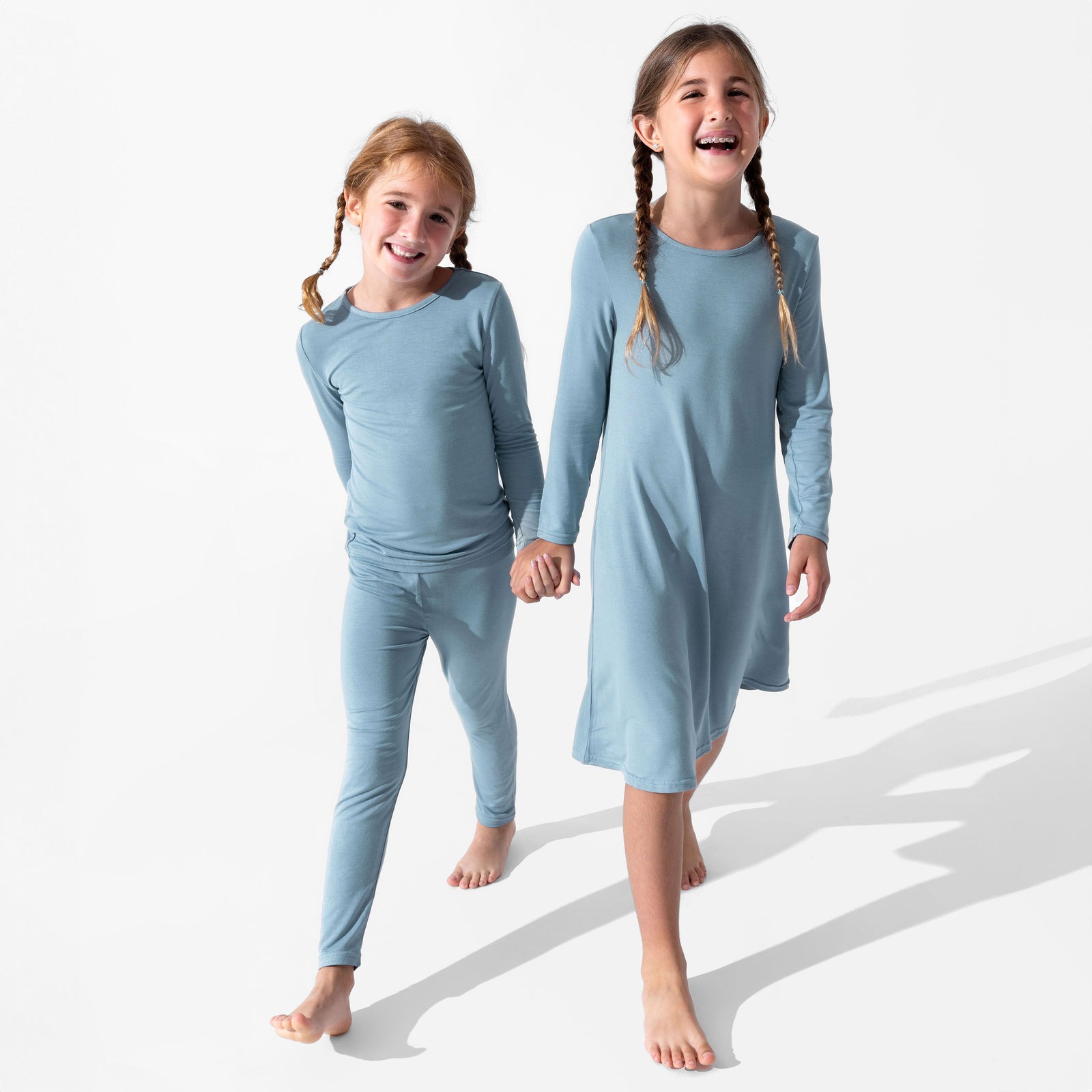 Oasis Teal Bamboo Girls' Long Sleeve Dress