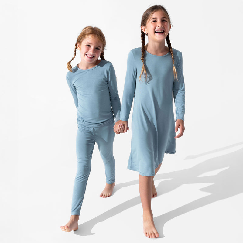 Oasis Teal Bamboo Girls' Long Sleeve Dress