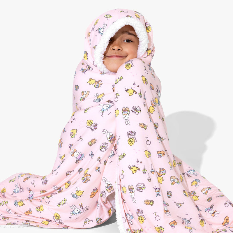 Easter Bunny Pink Bamboo Blanket