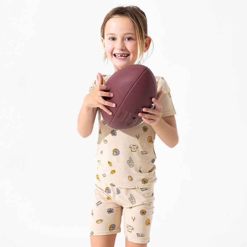 Football Bamboo Kids Pajama Short Set