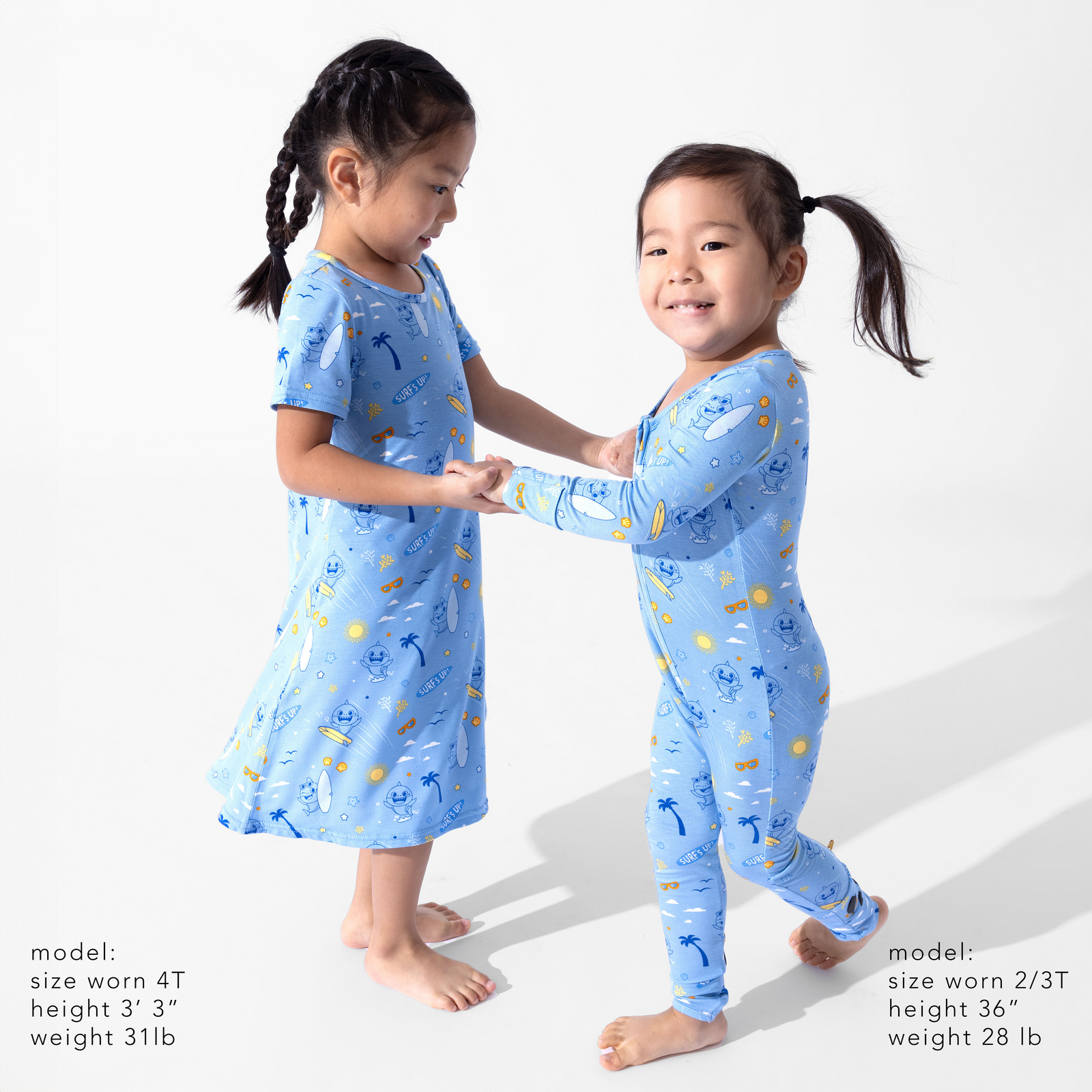 Baby Shark Surf Bamboo Girls' Short Sleeve Dress