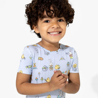Easter Bunny Blue Bamboo Kids Pajama Short Set