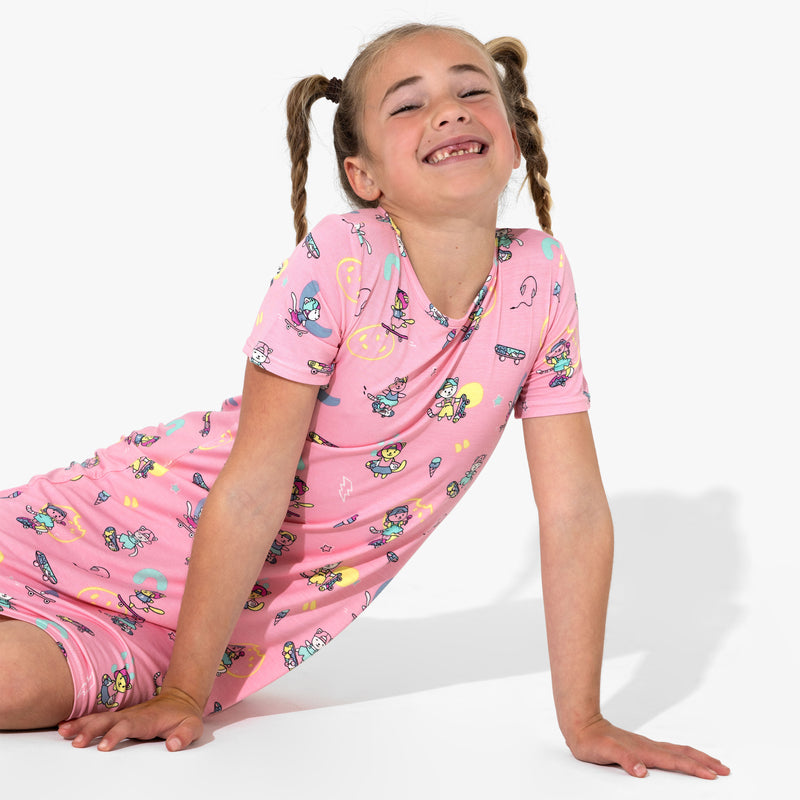 Skater Kitty Bamboo Girls' Short Sleeve Dress