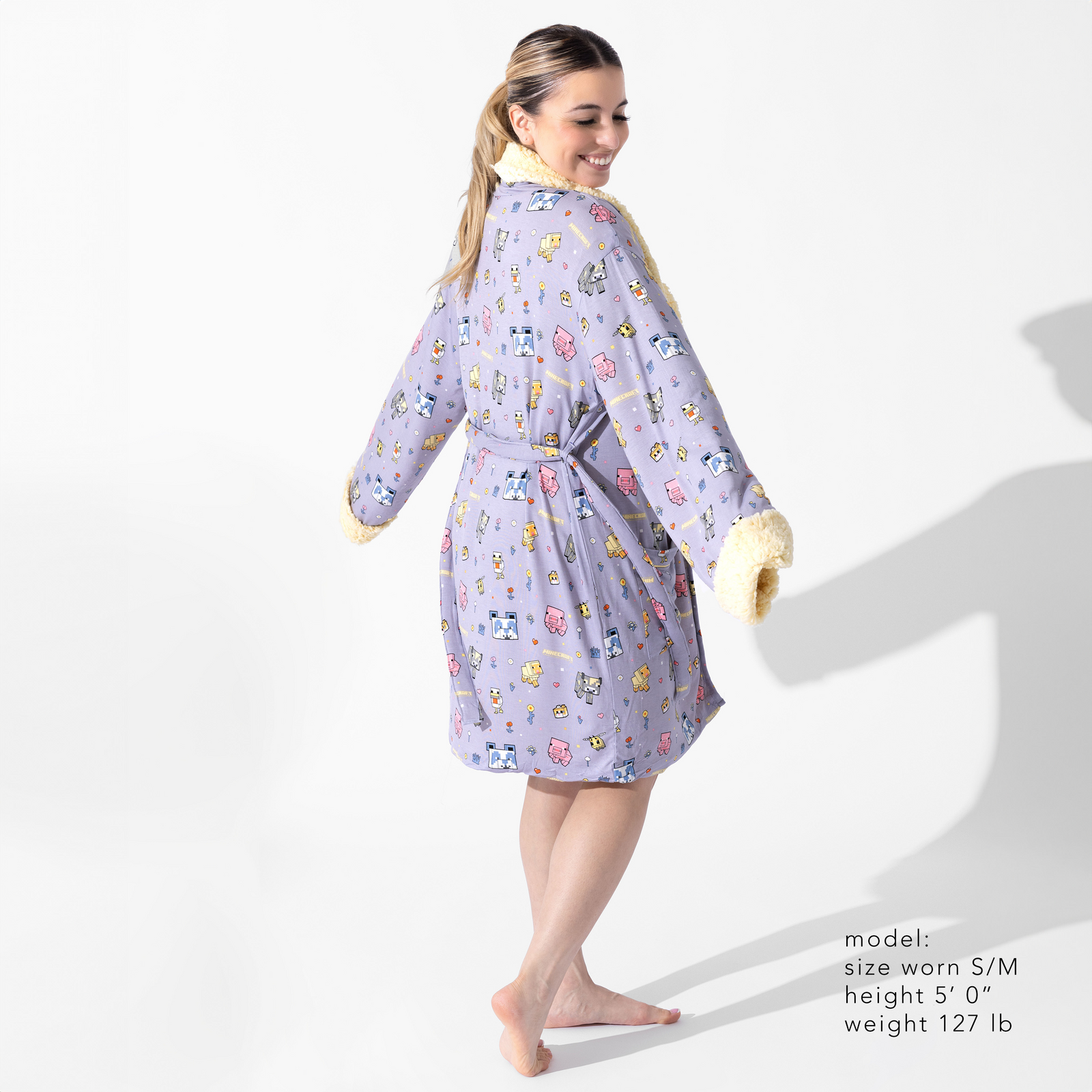 Minecraft Pixel Pals Bamboo Adult Sherpa Bathrobe