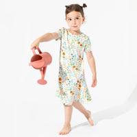Summer Floral Bamboo Girls' Short Sleeve Dress