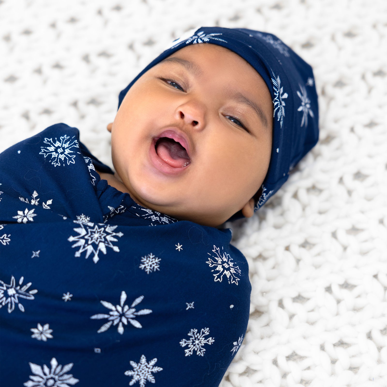 Snowflake Bamboo Swaddle & Beanie Set