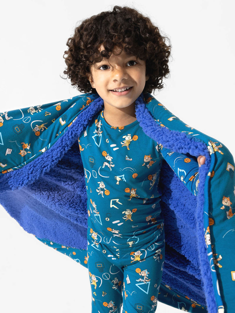 Basketball Pups Bamboo Sherpa Blanket