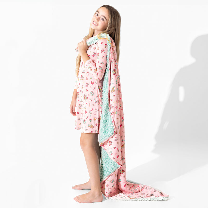 Candy Cane Lane Bamboo Sherpa Blanket