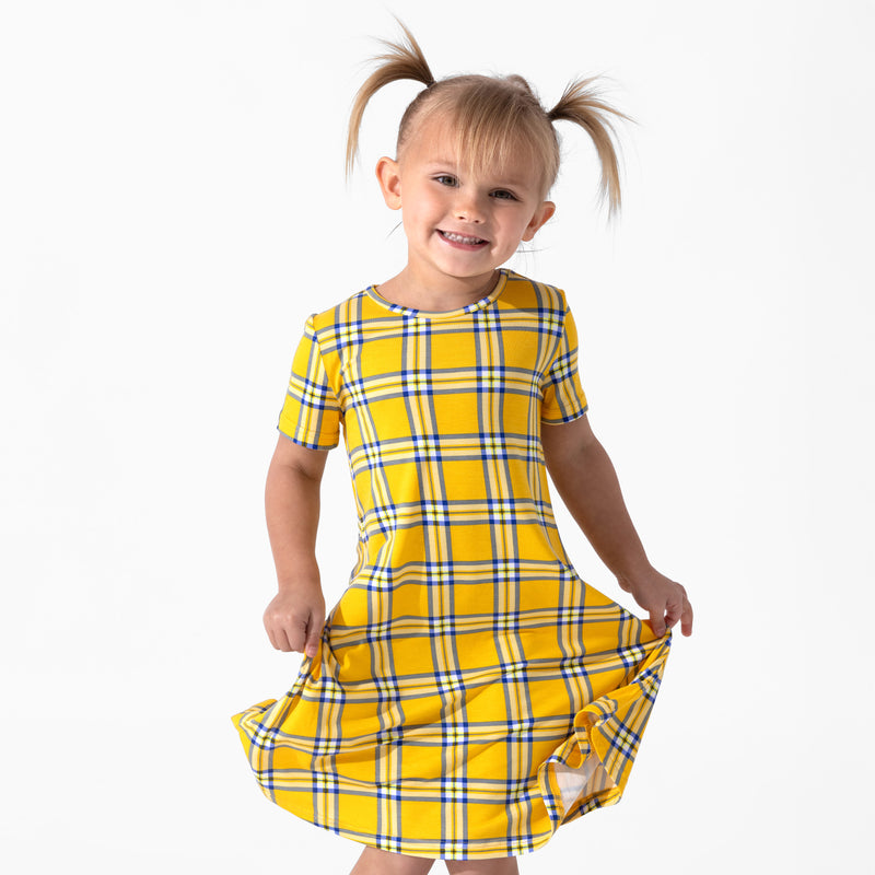 Clueless Total Betty Plaid Bamboo Girls' Short Sleeve Dress
