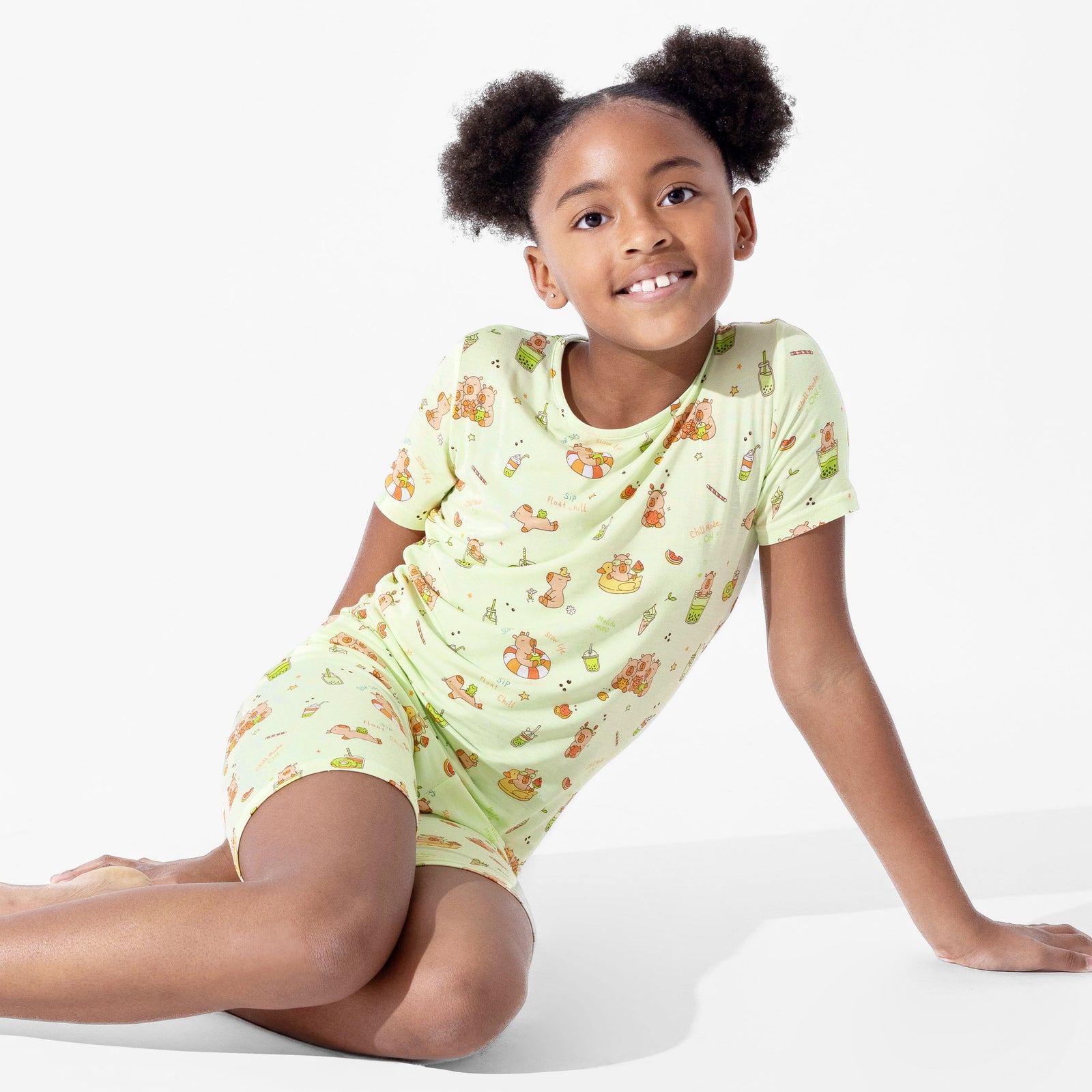 Capybara Boba Bamboo Kids Pajama Short Set
