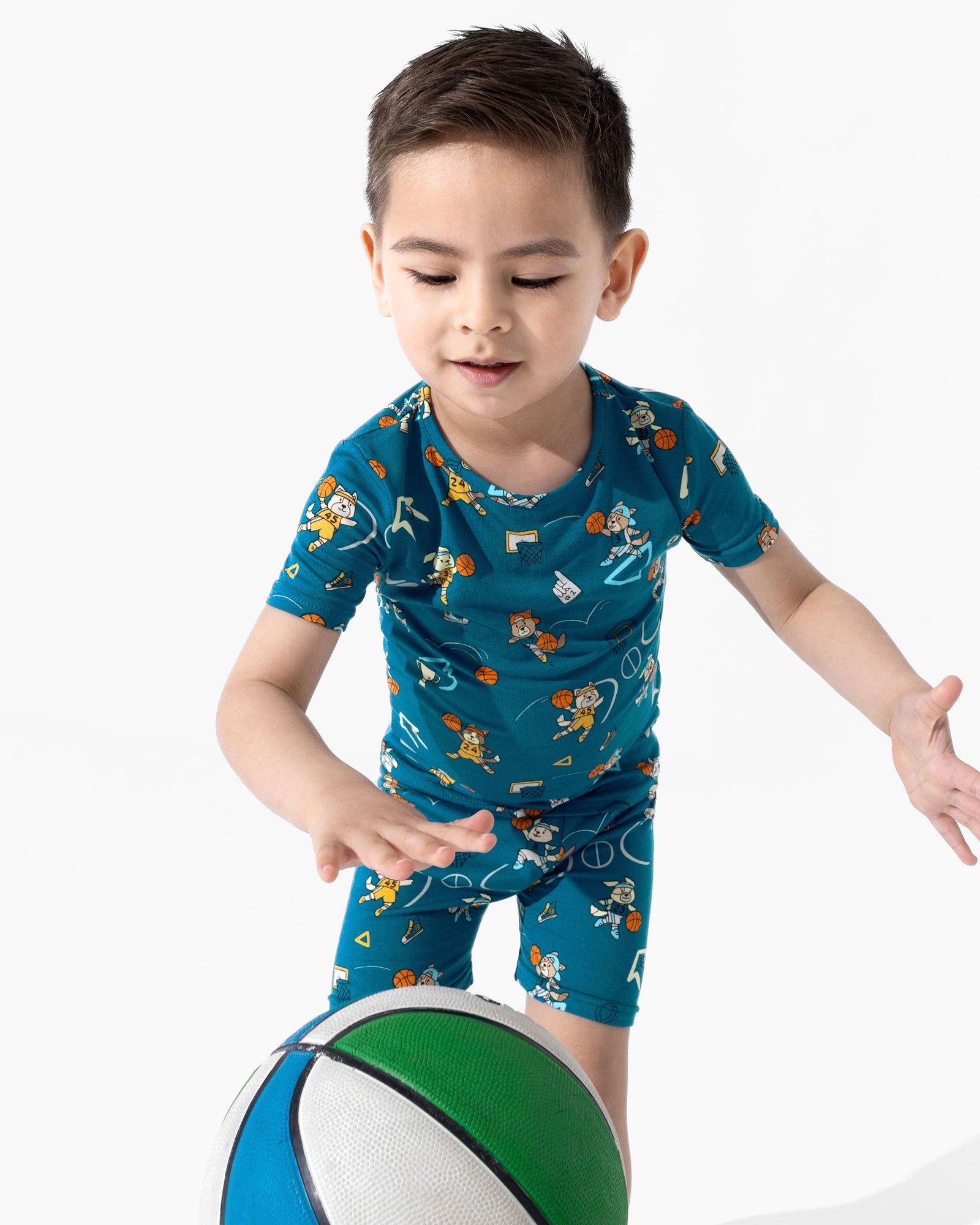 Basketball Pups Bamboo Kids Pajama Short Set
