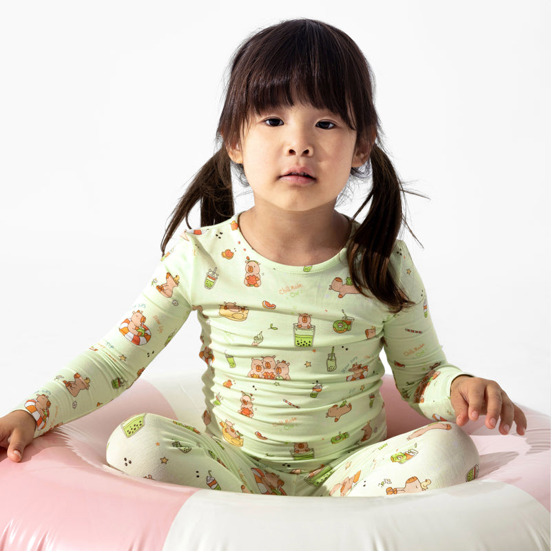 Capybara Boba Bamboo Kids Pajamas