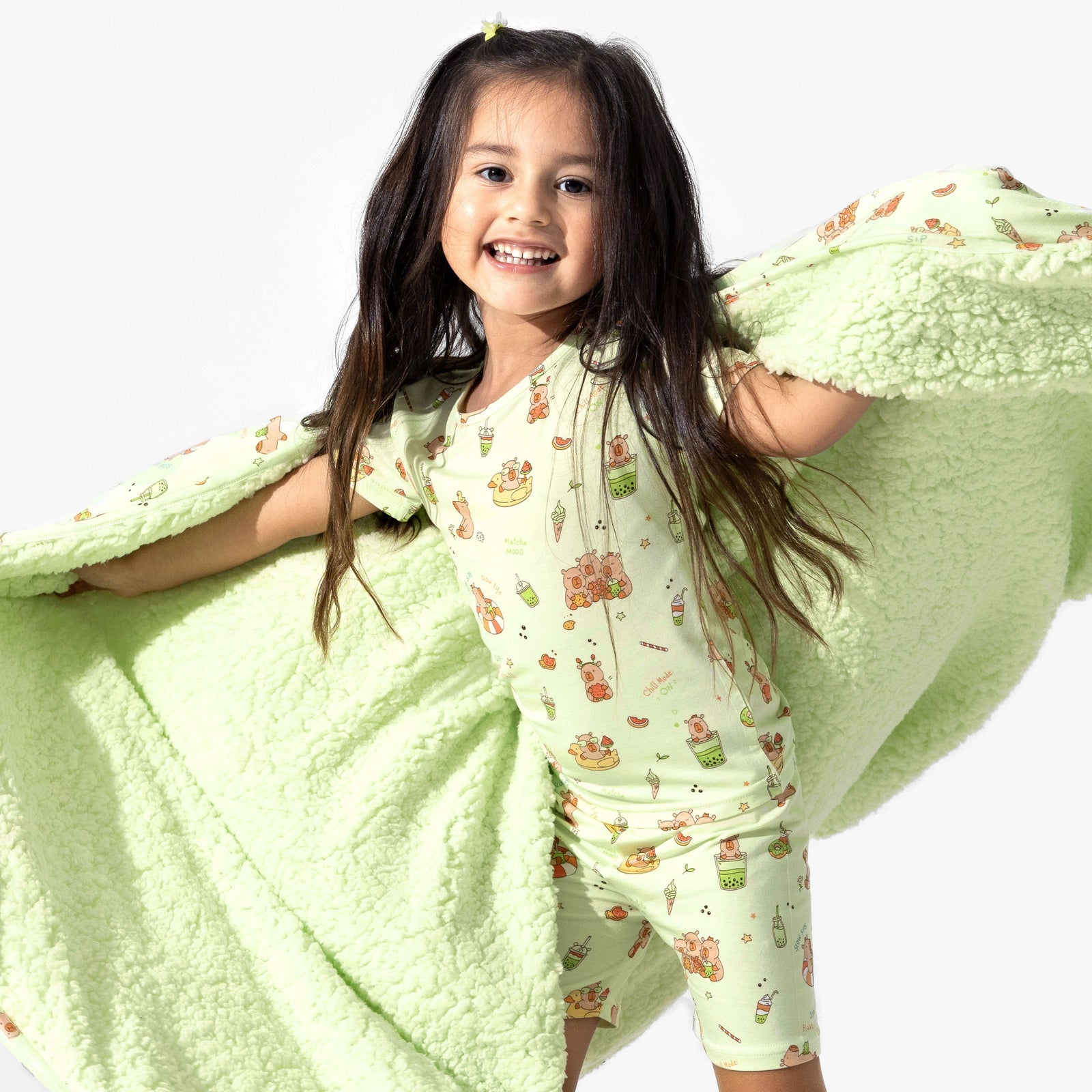 Capybara Boba Bamboo Sherpa Blanket