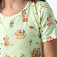 Capybara Boba Bamboo Kids Pajama Short Set