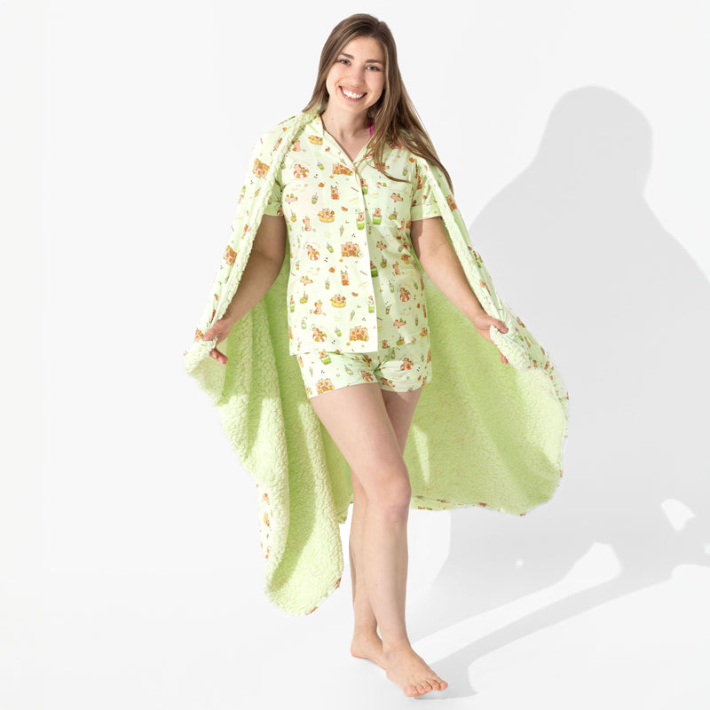 Capybara Boba Bamboo Sherpa Blanket