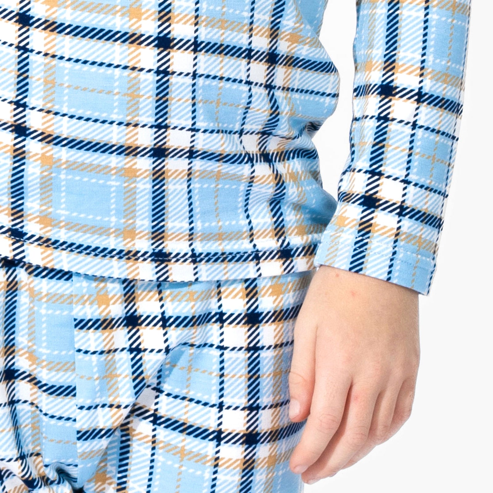 Holiday Plaid Blue Bamboo Kids Pajamas
