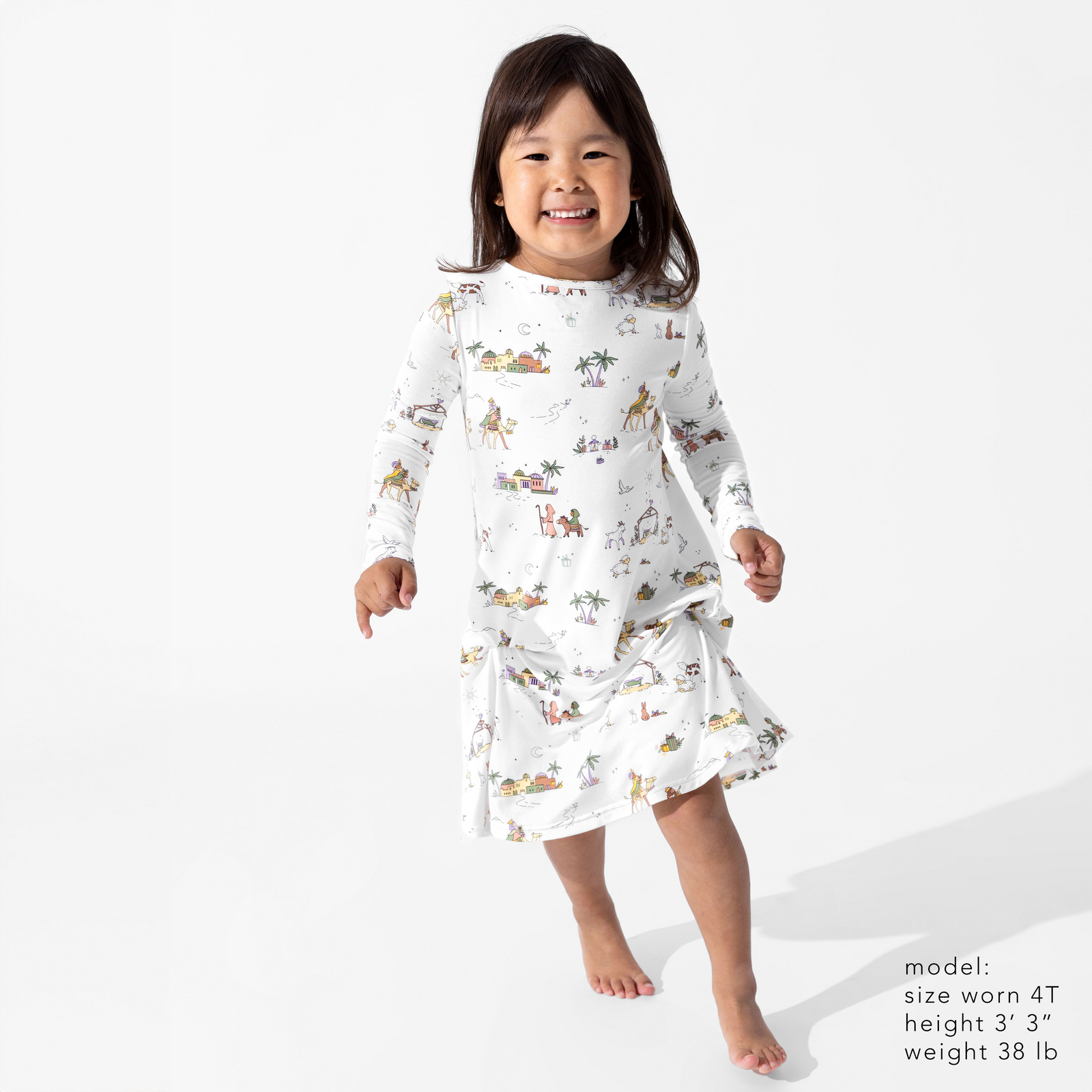 Holy Night Bamboo Girls' Long Sleeve Dress