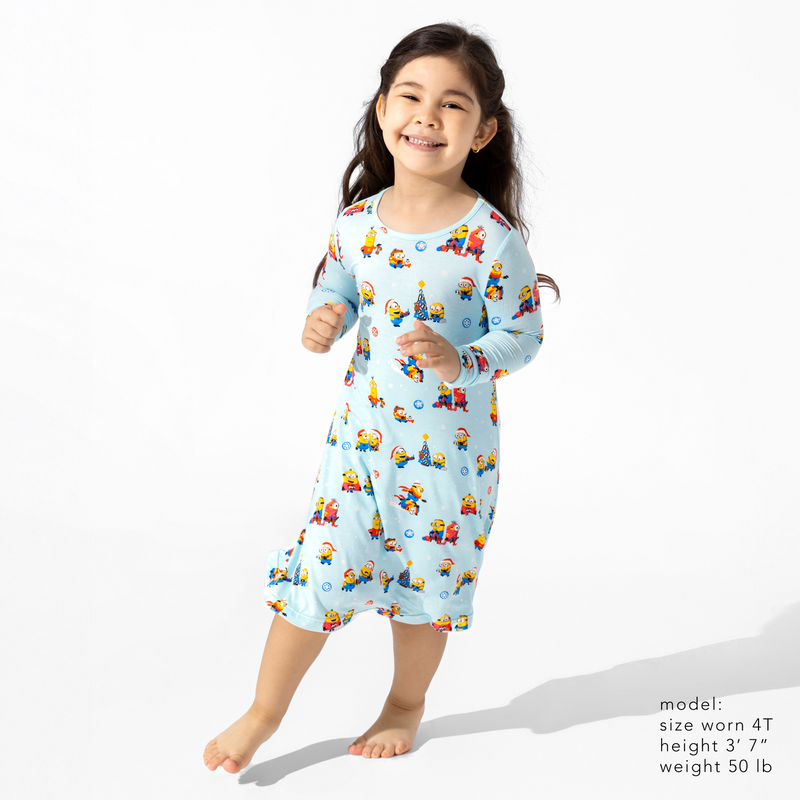 Merry Minions Holiday Bamboo Girls' Long Sleeve Dress