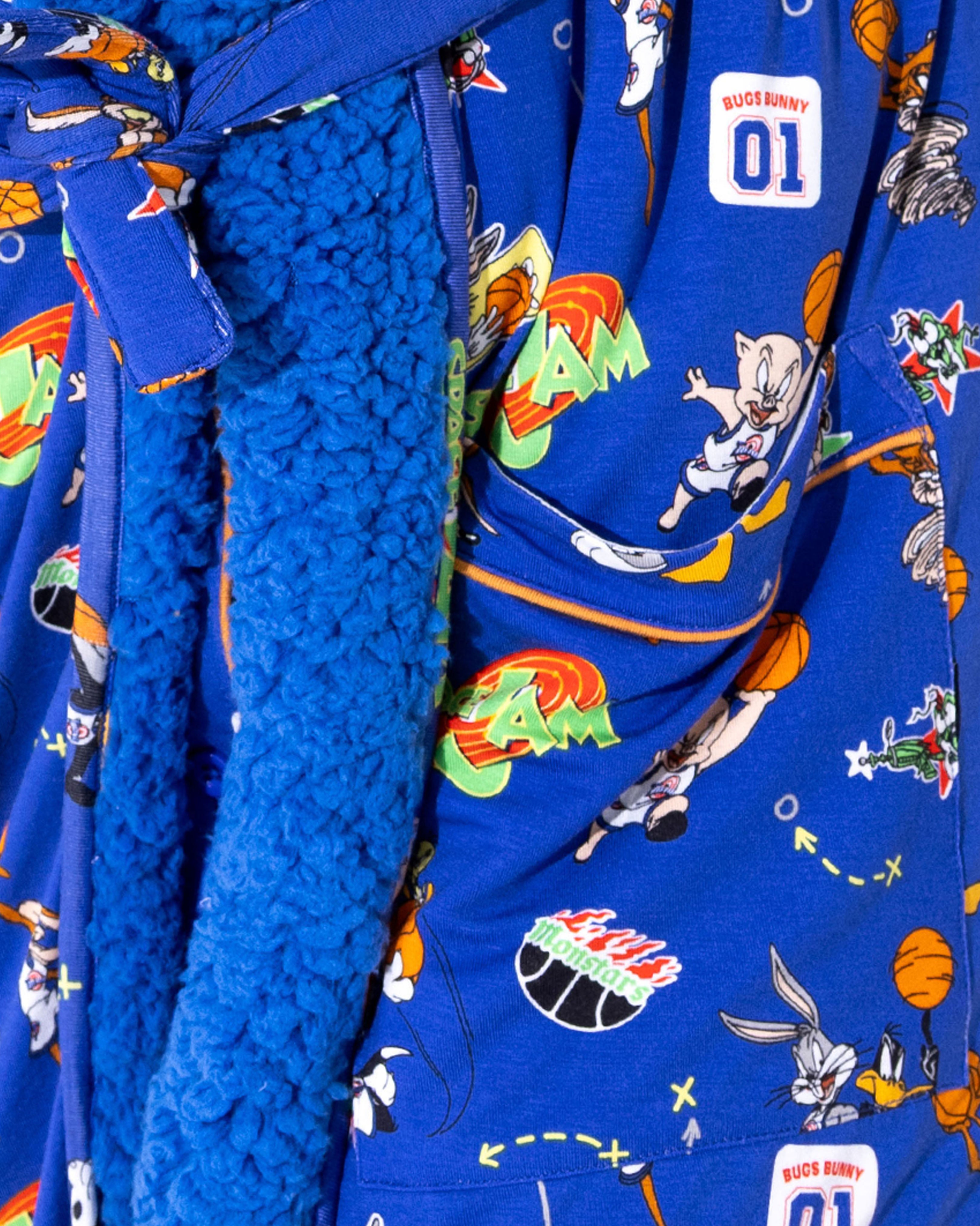 Space Jam Bamboo Sherpa Bathrobe | Cozy Adult Bamboo Robe with