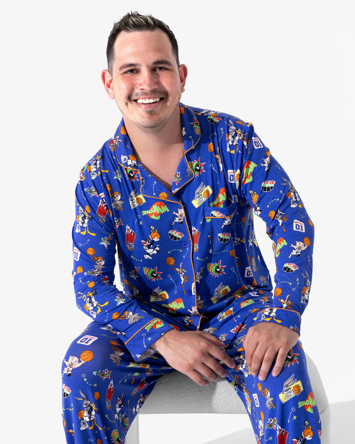 Jam Pyjamas Space Jam Bamboo Men’s Pajama Set | Soft Button Down Bamboo Pajamas ...