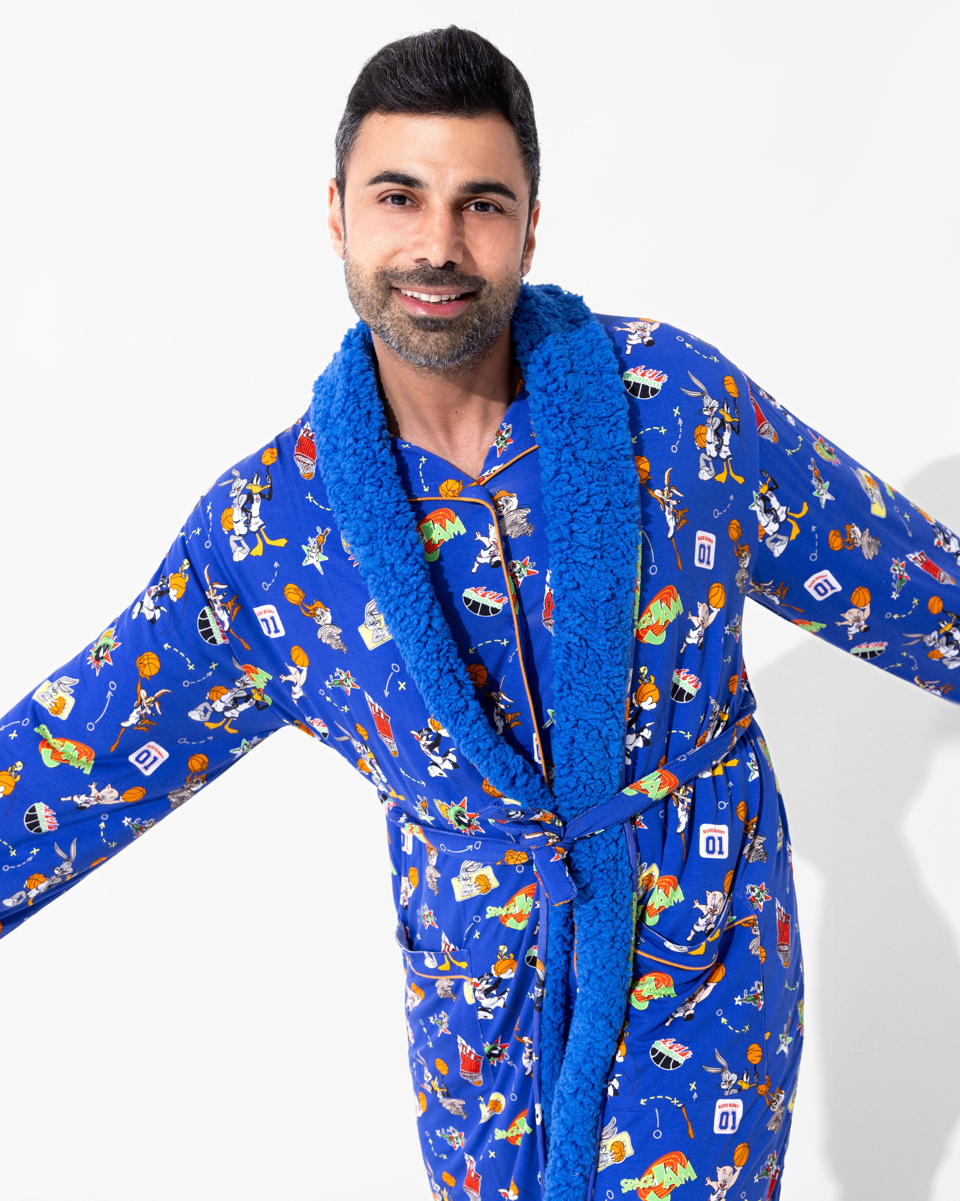 Space Jam Bamboo Sherpa Bathrobe | Cozy Adult Bamboo Robe with