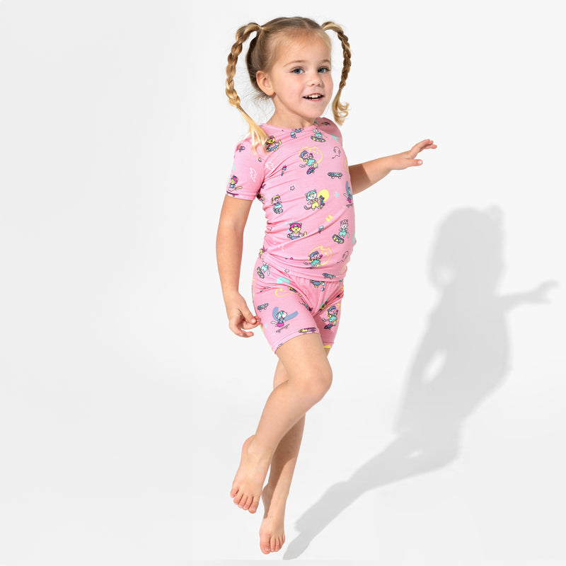 Skater Kitty Bamboo Kids Pajama Short Set