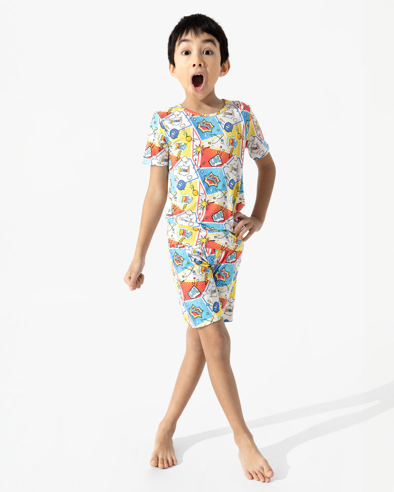 Comic Hero Bamboo Kids Pajama Short Set