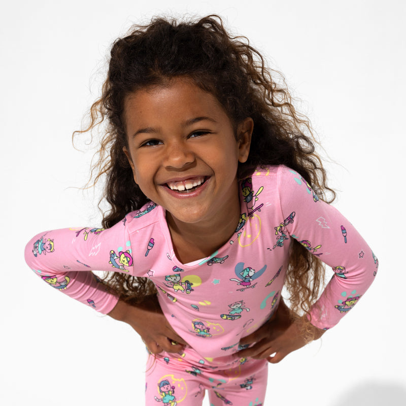Skater Kitty Bamboo Kids Pajamas