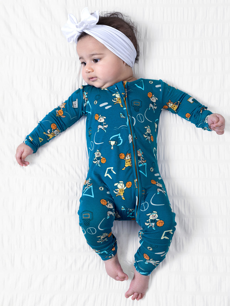 Basketball Pups Bamboo Convertible Footie