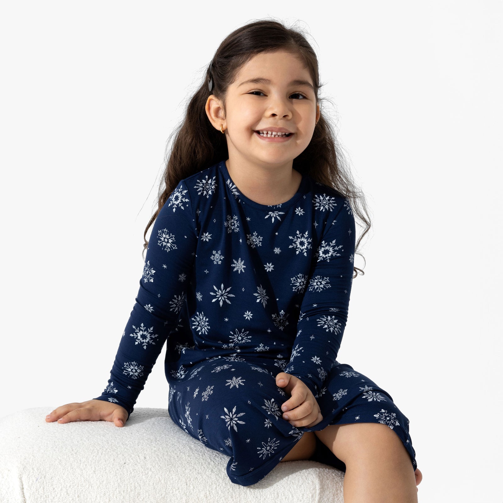 Snowflake Bamboo Girls' Long Sleeve Dress