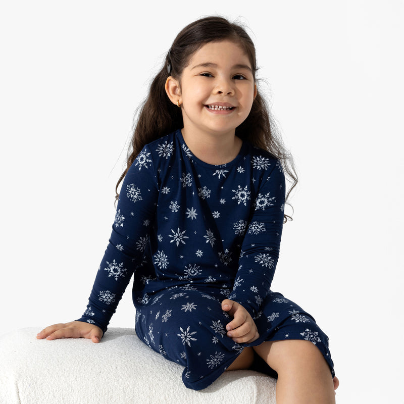 Snowflake Bamboo Girls' Long Sleeve Dress