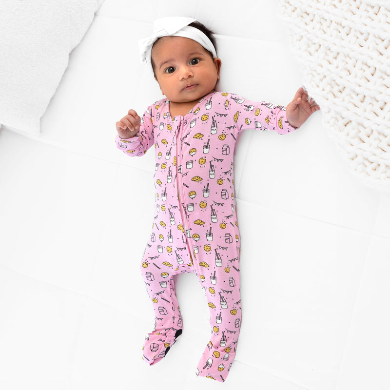Milk & Cookies Pink Bamboo Convertible Footie