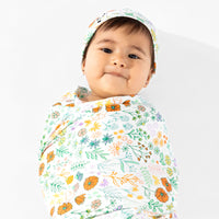 Summer Floral Bamboo Swaddle & Beanie Set