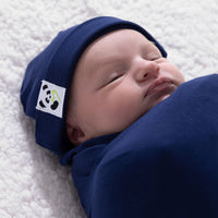 Starry Night Blue Bamboo Swaddle & Beanie Set