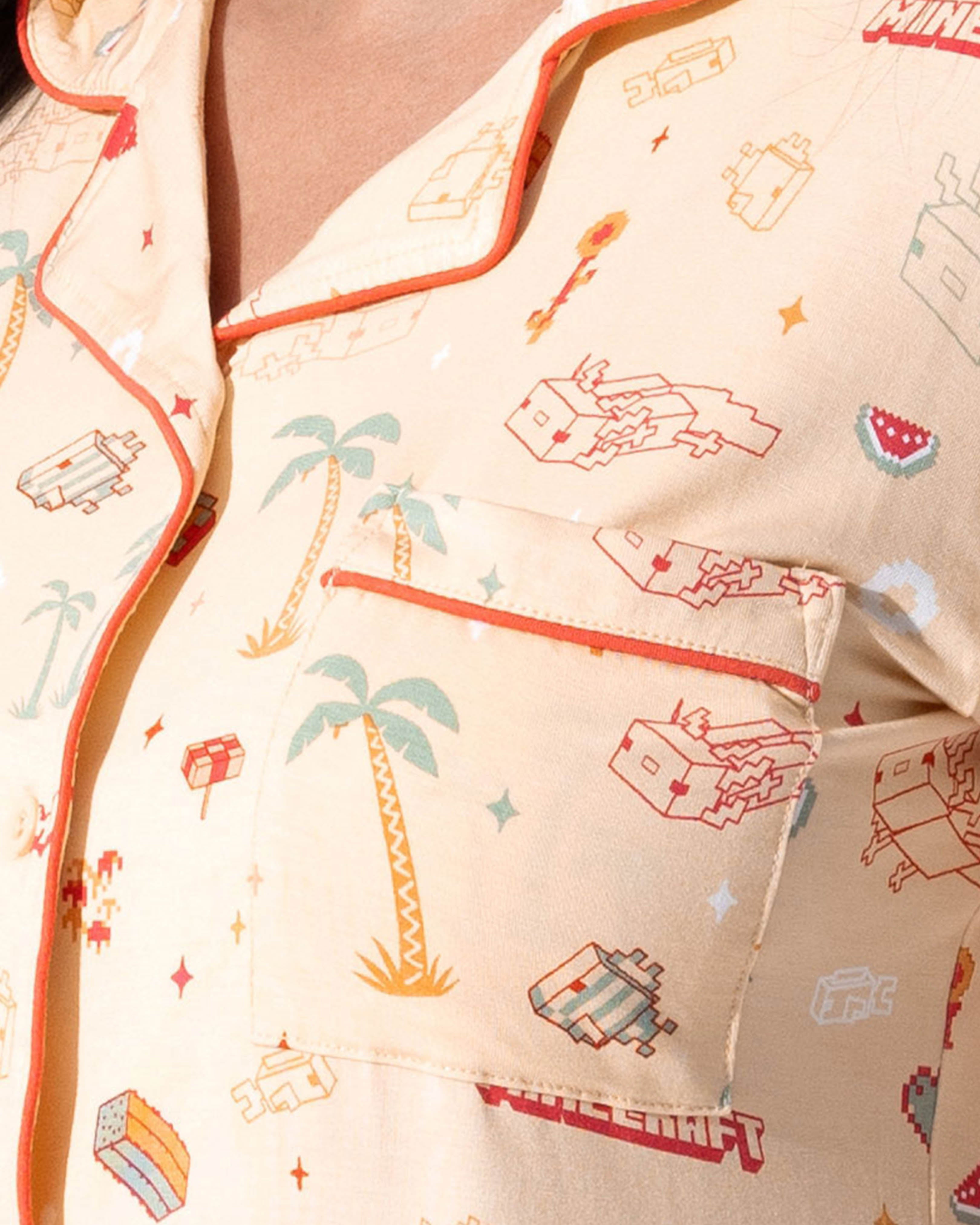 Minecraft Summer Vibes Bamboo Women's Pajama Shorts Set | Soft