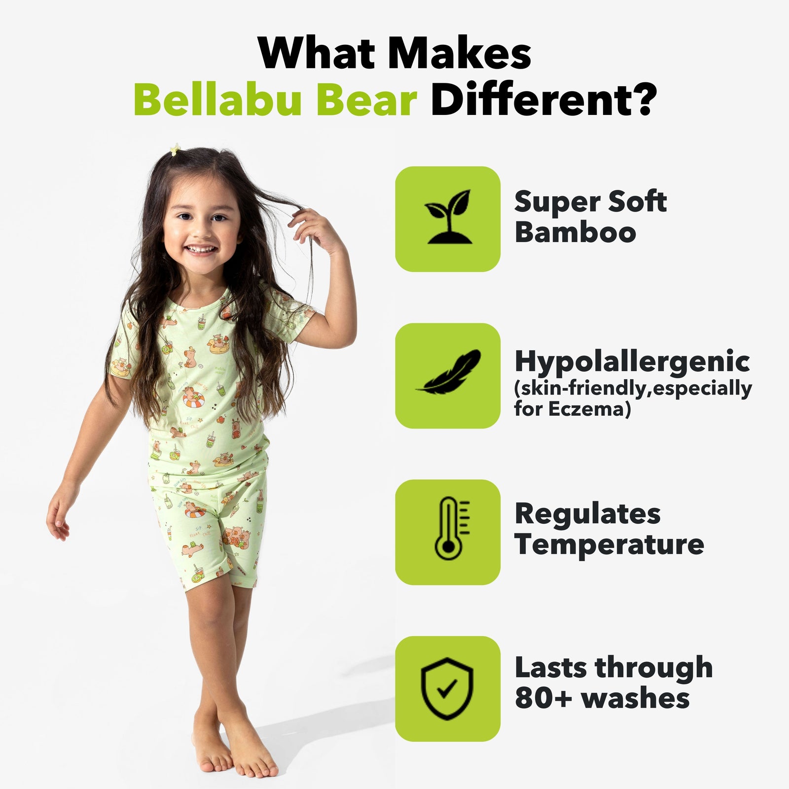 Capybara Boba Bamboo Kids Pajama Short Set