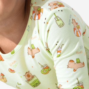 Capybara Boba Bamboo Kids Pajamas