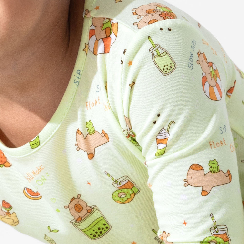 Capybara Boba Bamboo Kids Pajamas