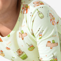 Capybara Boba Bamboo Kids Pajamas