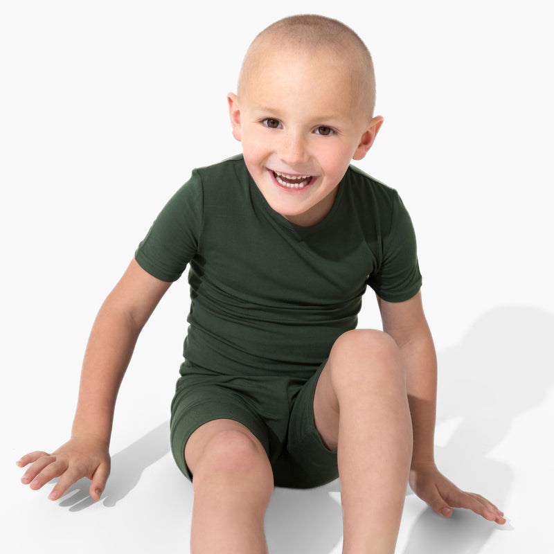 Pine Green Bamboo Kids Pajama Short Set
