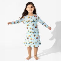 Merry Minions Holiday Bamboo Girls' Long Sleeve Dress